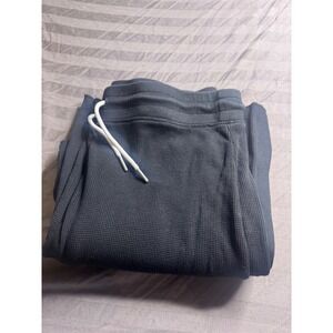MATE the Label Black Thermal Waffle Knit Wide Leg Lounge Pants Medium